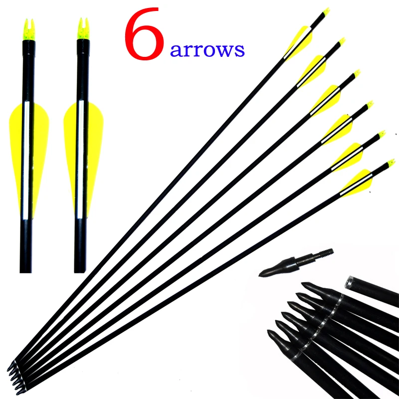 6 шт. Новый стекловолокна стрелы изогнутый и блочного Лука Охота стрельба из лука