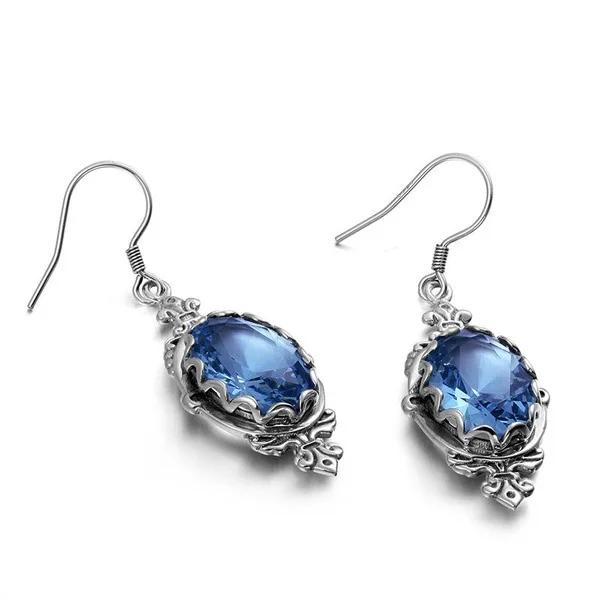 Женские серьги-подвески из серебра 925 пробы с голубым топазом | Украшения и