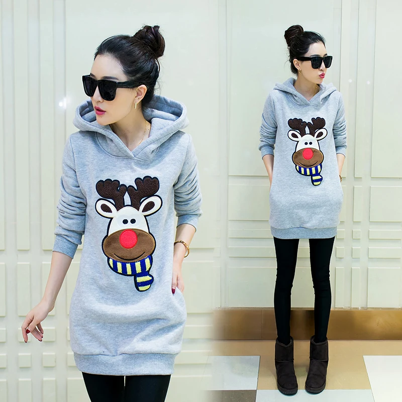 

new lady hooded jacket korean fashion thickening long sleeve fleece hoodies sweatshirt top clothes casaual clothing student