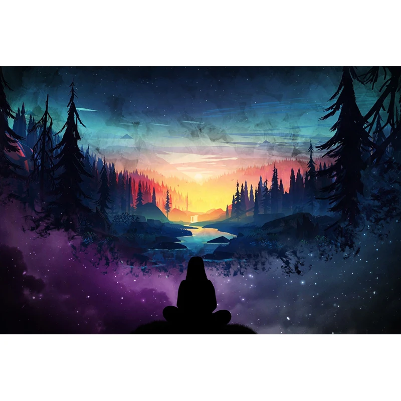

5D DIY Full Square Diamond Embroidery Fantasy world beautiful trees starry man Cross Stitch Mosaic Diamond Painting Decor H87