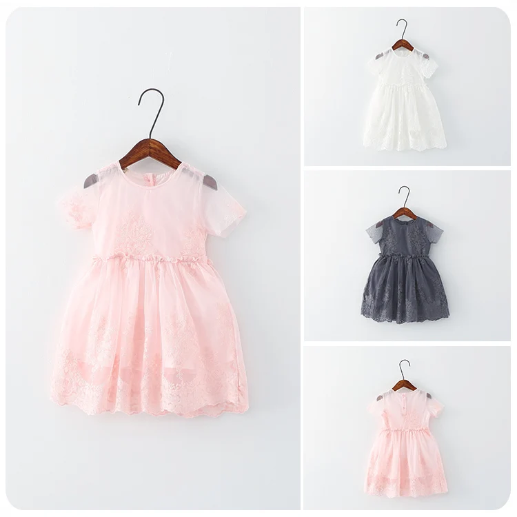 2016 Spring Summer New Style Korean Children's Garment Girl Baby Embroidery Yarn Dress Girl Spring Clothes Xian Full Dress