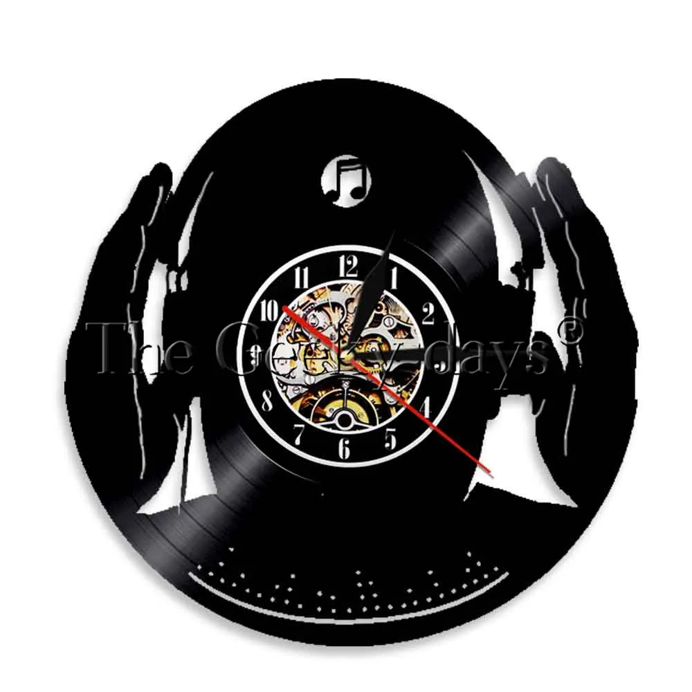 DJ настенные часы Клубные вечерние микс танец ритм музыки для наушников Виниловая