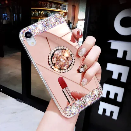 Bling Diamond Rhinestone Glitter Mirror Case For Xiaomi Redmi 8 7 5 6 5A 6A 7A 8A Note9 Pro with Ring Holder Stand | Мобильные