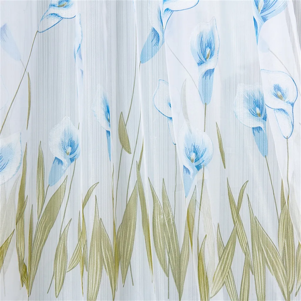 200x150cm Curtains For Living Room Daffodil Flower Print Tulle Curtain Handle Tulle Coveted 1 FabricWindow Decoration 67