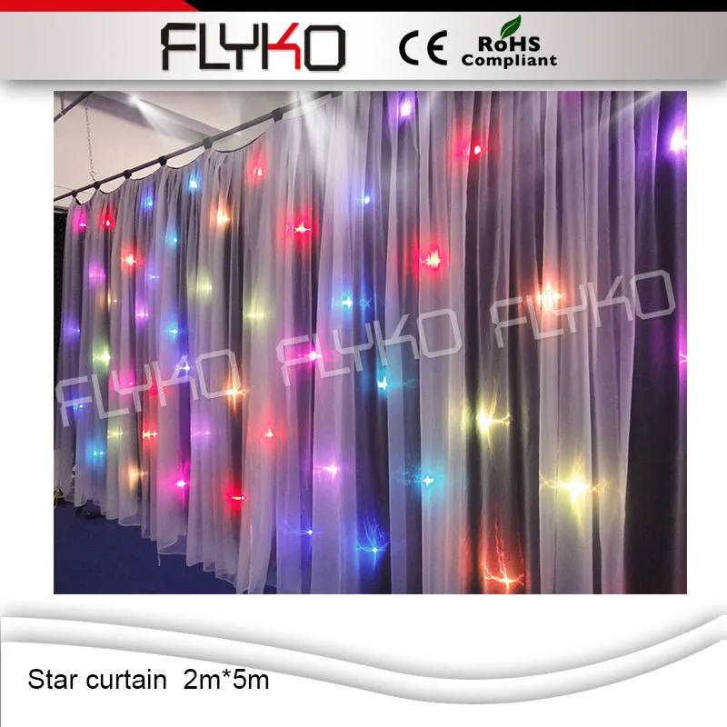 Пожаробезопасный светодиодный звездный занавес rgb 2*5 м FLYKO|led curtain rgb|led star curtainrgb led |