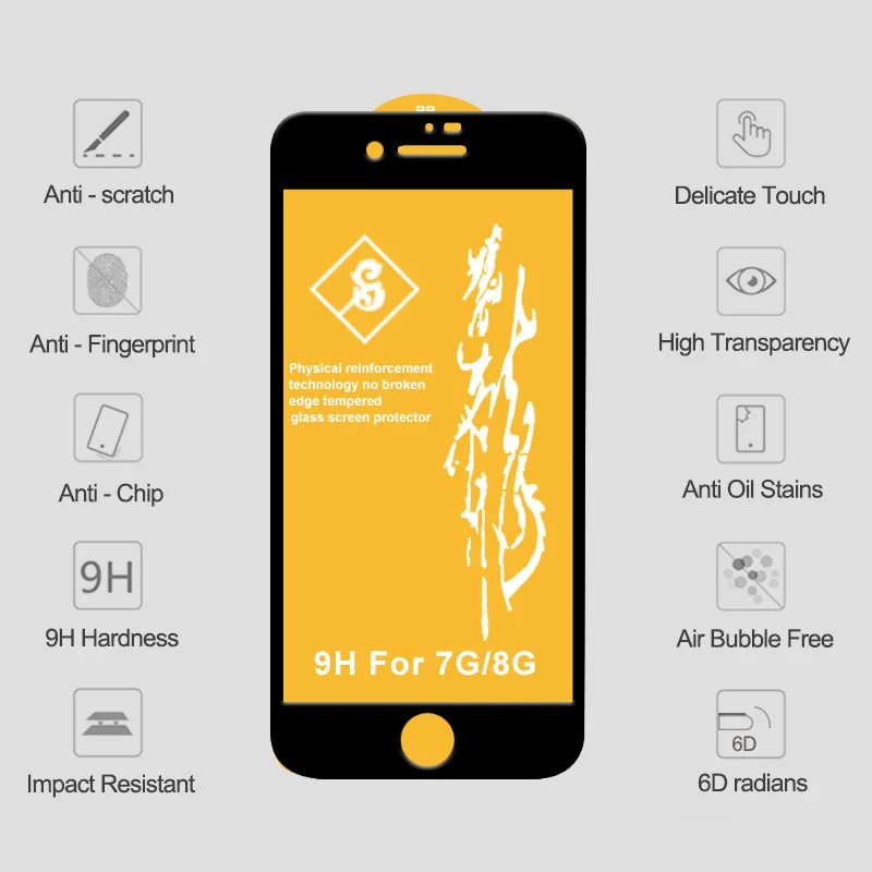 6D Tempered Glass on the for iPhone 7 Plus 8 6 6s Protective Glass on for iPhone 11 Pro MAX XS X XR 7 Plus 6 8 Screen Protector