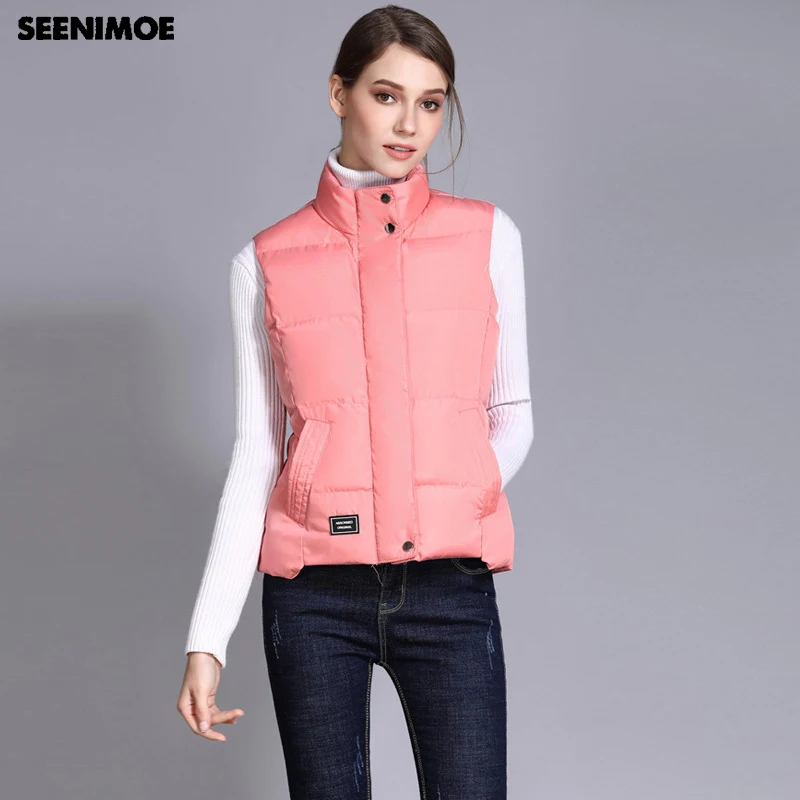 Seenimoe 2019 женщин жилет Зимний хлопковый пальто S 3XL женский Одежда высшего качества