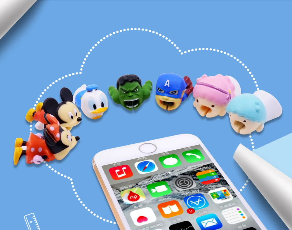 CHIPAL мультфильм укус животное кабель протектор для iPhone USB зарядное устройство провода моталки Организатор Chompers Луффи Сон Гоку стежка держатель