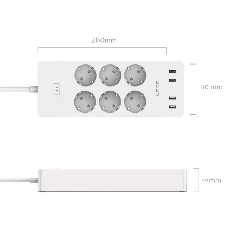 Умная лента питания с 6 выходами переменного тока 4 usb порта Защита от