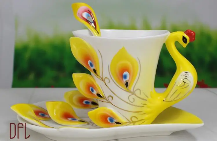 Креативные керамические кружки с большим павлином для кофе|creative mug|coffee cuppeacock coffee