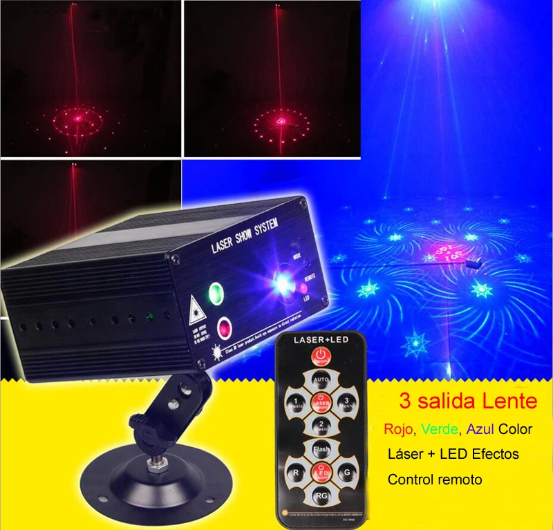 

3 Salida Nuevo 48 Gobos efectos discoteca Luz Laser Rojo Verde Azul Luces Lasers iluminacion dj efectos para fiestas y eventos