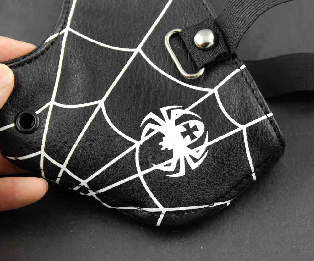 Человек-паук стимпанк байкер кожа полумаска для лица маскарадный черный |