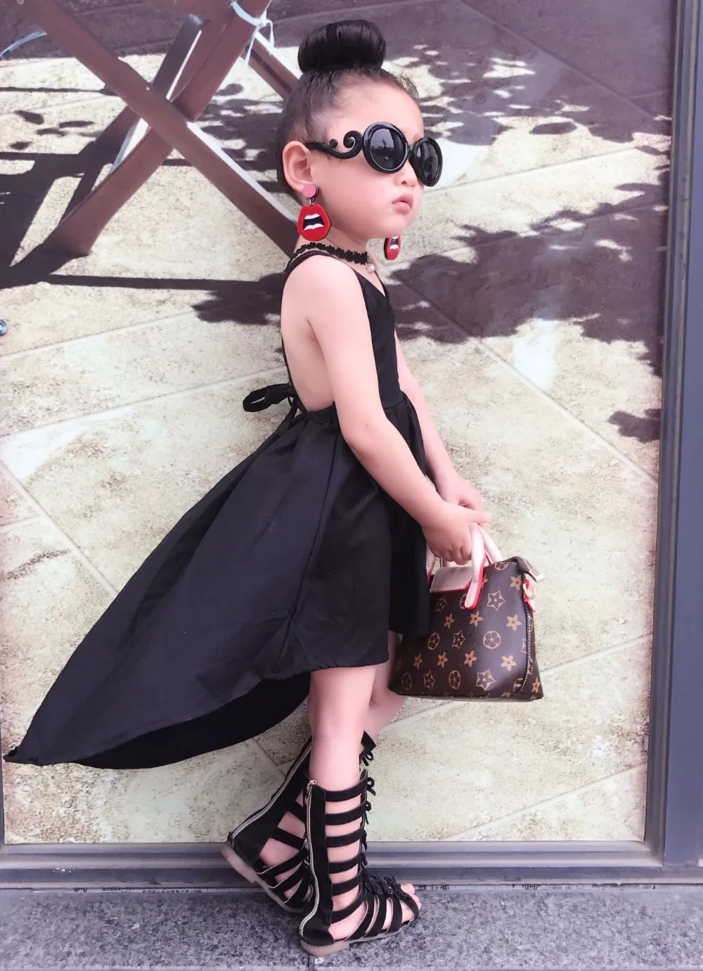 YorkZaler модная одежда для девочек черное платье нерегулярные детские детское