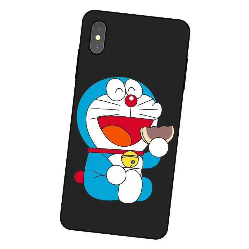 P048 Doraemon Черный силиконовый чехол для Apple iPhone 11 Pro XR XS Max X 8 7 6 6S Plus 5 5S SE |