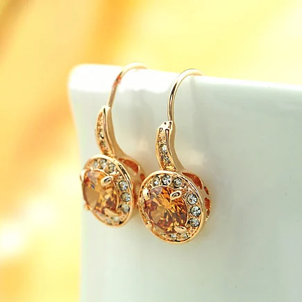 Серьги MOONROCY с фиолетовыми кристаллами желтое кольцо из кубического циркония опт