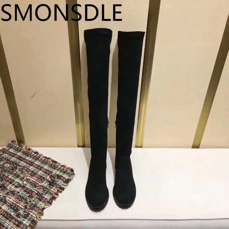 SMONSDLE чёрный коричневый из натуральной кожи замшевые сандалии-гладиаторы выше