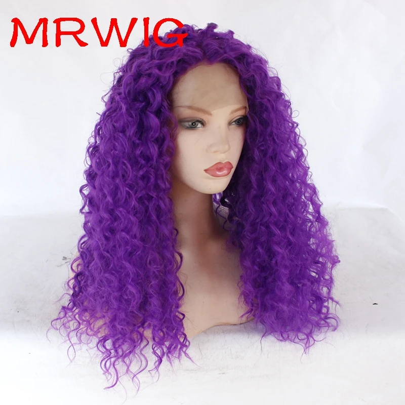 MRWIG 26in Настоящее фото длинное кудрявое синтетическое переднее кружево парик