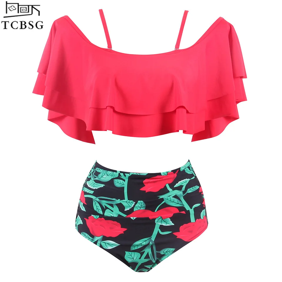 Женский купальник бандо TCBSG бикини с рюшами для пляжа 2019|Купальники| |
