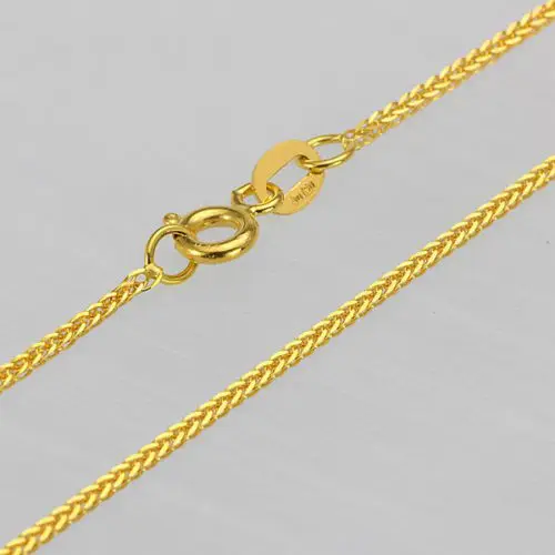 Fine Jewelry Pure 18k Yellow Gold Necklace 15.7inch Wheat Foxtail Chain Xlee