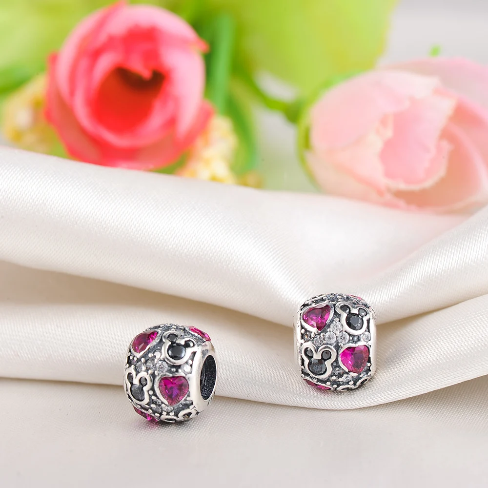 Suplush Sparkling CZ Hearts Charm Antique 925 Sterling Silver Beads Fit Bracelet Pendants Making Jewelry Accessories PSMB0201 | Украшения и