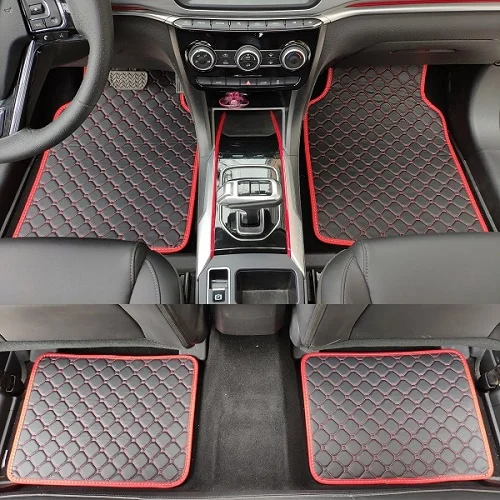 black red Custom fit автомобильные коврики для Audi A6 C5 C6 C7 A4 B6 B7 B8 A3 A5 A7 A8 A8L Q3 Q5 Q7 линованные коврики - Название цвета: black red