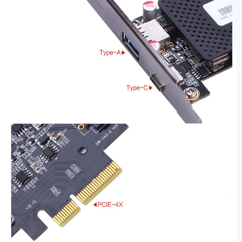 Maikou USB3.1 A + C карта расширения PCI e 10G riser card настольная Type C|Платы расширения| |