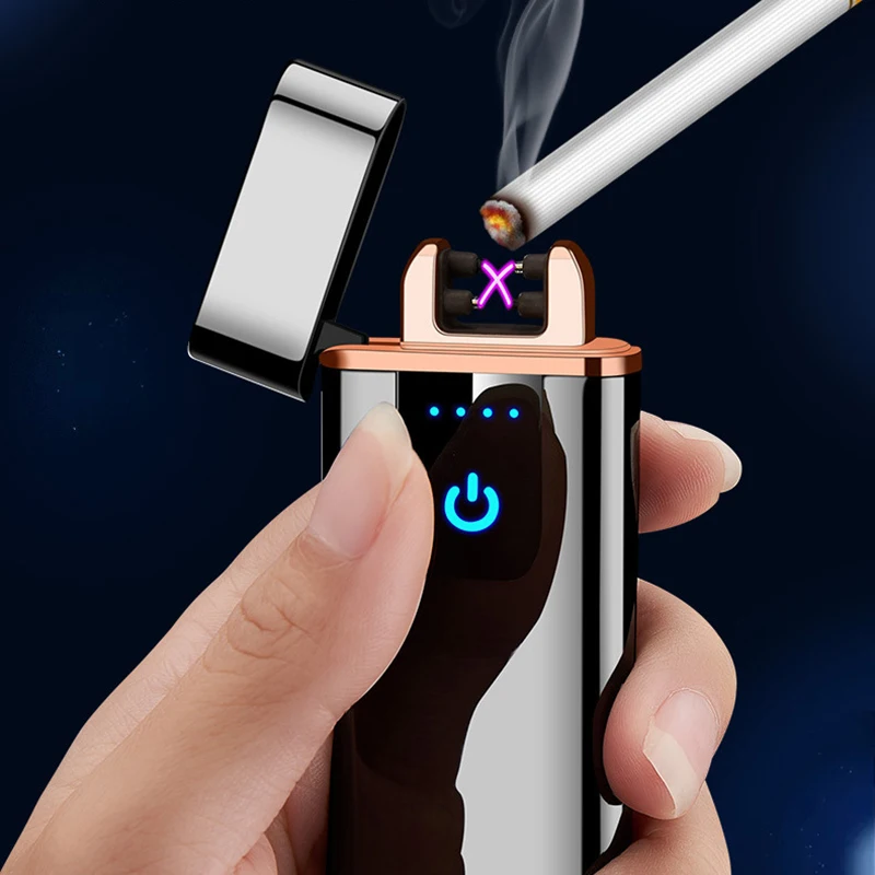 Плазменная Зажигалка для сигарет Usb двойная дуга электрическая зажигалка