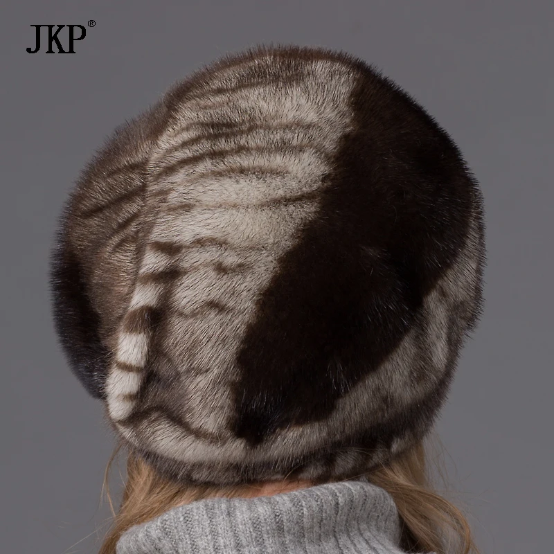 Шапка из натурального цельного меха норки женская зимняя модная теплая шапка для