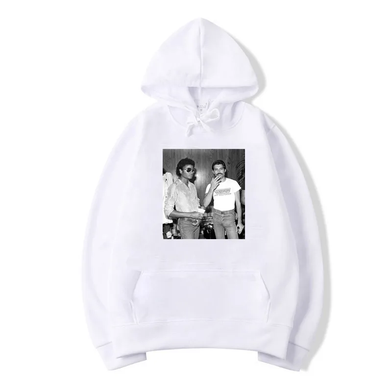 Мужская толстовка с капюшоном Freddie Mercury The queen Band, Женская толстовка с капюшоном в стиле Харадзюку, толстовки с капюшоном, черная толстовка с капюшоном - Цвет: T44A-White