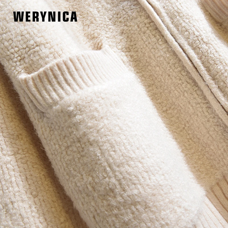 Женский вязаный кардиган на молнии Werynica повседневный теплый однотонный весну и