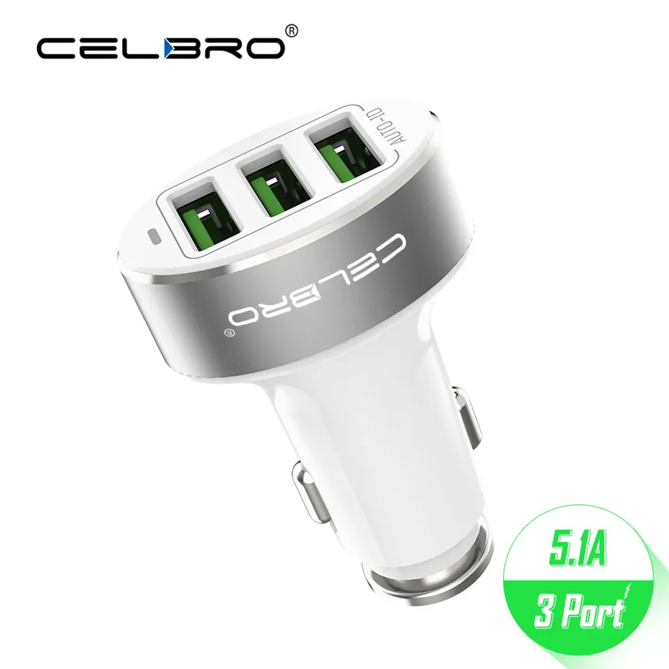 Автомобильное зарядное устройство с 3 USB портами для телефона iPhone 5 В/5 1 А