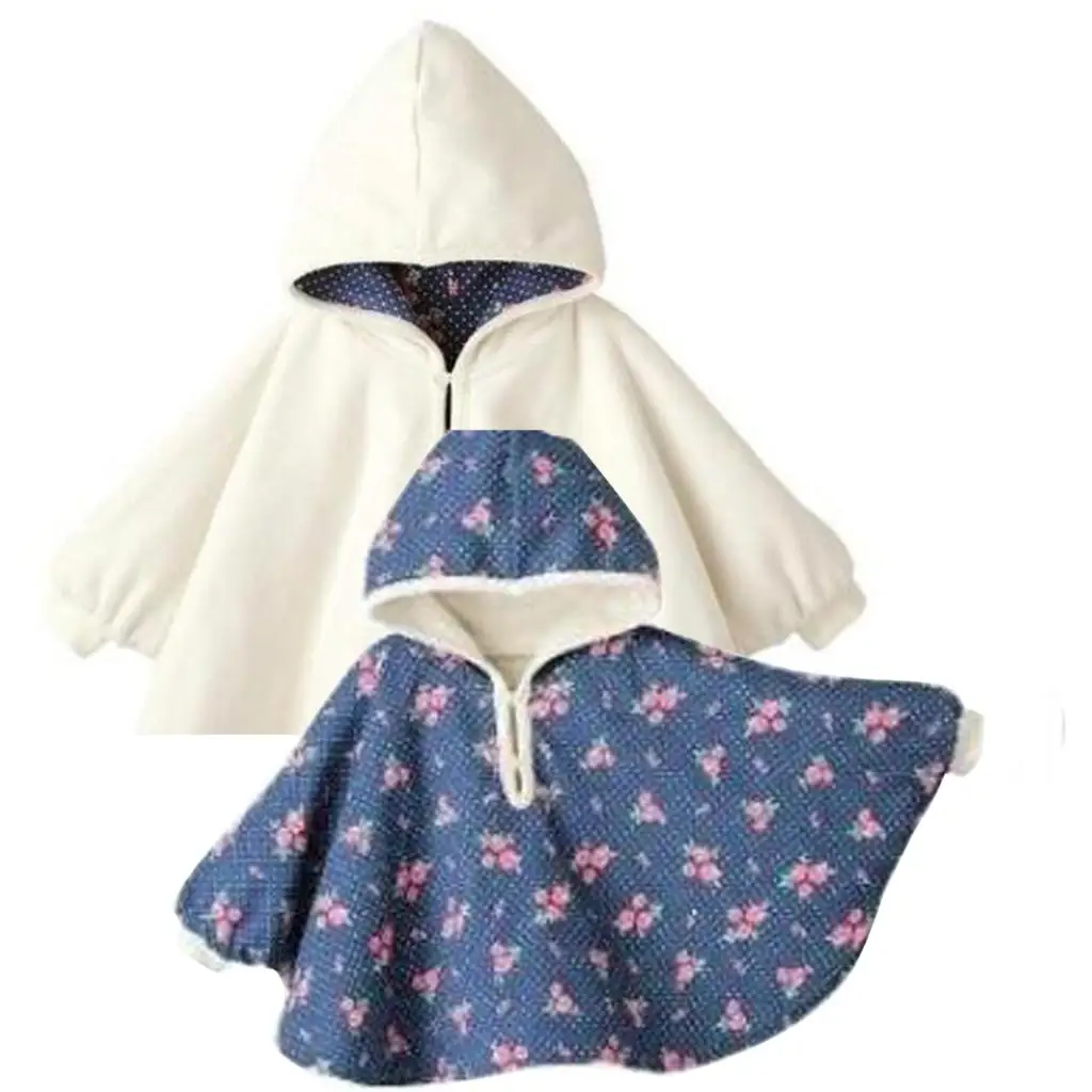 Детский двусторонный плащ Реверсивные куртки ребенка с рукавами мыса Верхняя