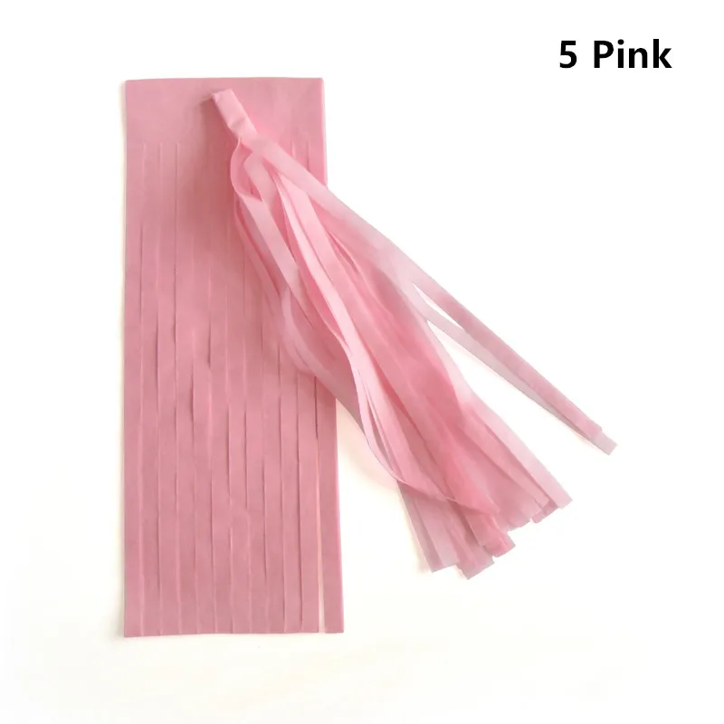 5 pink 5 шт. 14 дюймов гирлянда из папиросной бумаги с кистями для свадебного украшения Diy Висячие на день рождения Вечеринка Детский душ вечерние принадлежности 35 см - Цвет: 5 pink