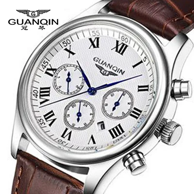 White 4 GUANQIN Лидирующий бренд, роскошные часы для мужчин, водонепроницаемые, нержавеющая сталь, повседневные мужские кварцевые часы, мужские спортивные часы, модные часы - Цвет: White 4