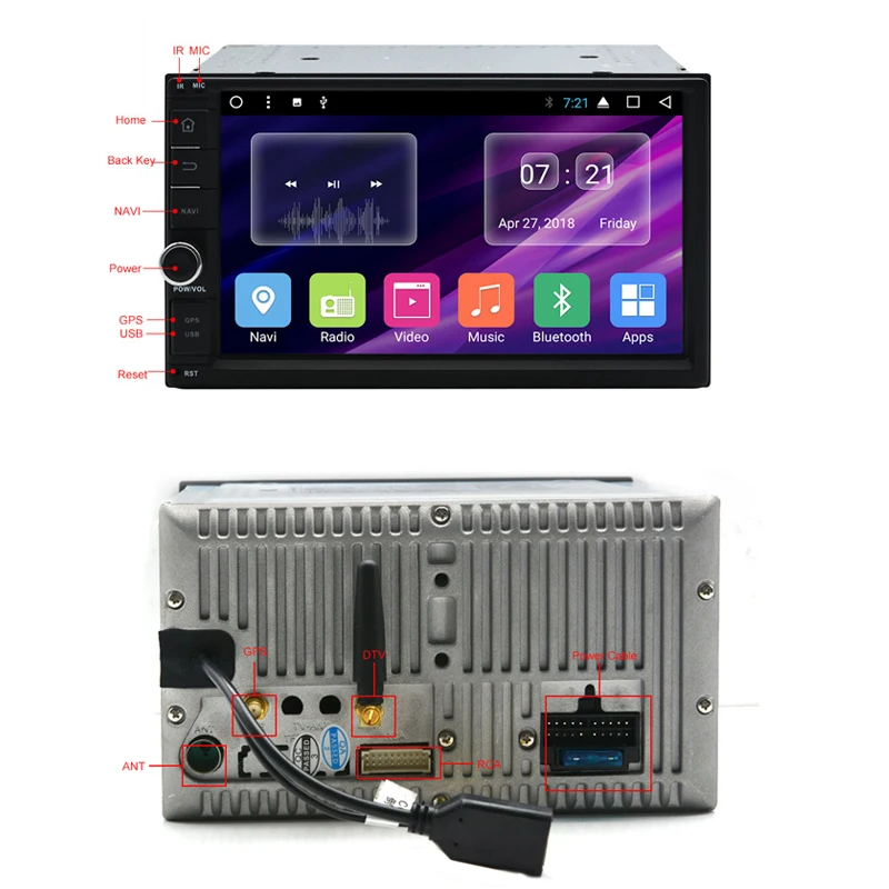 Junsun Universal 2 Din Android 7.1 Автомобиль Мультимедиа Play Tap Планшет для VW Golf GPS навигатор