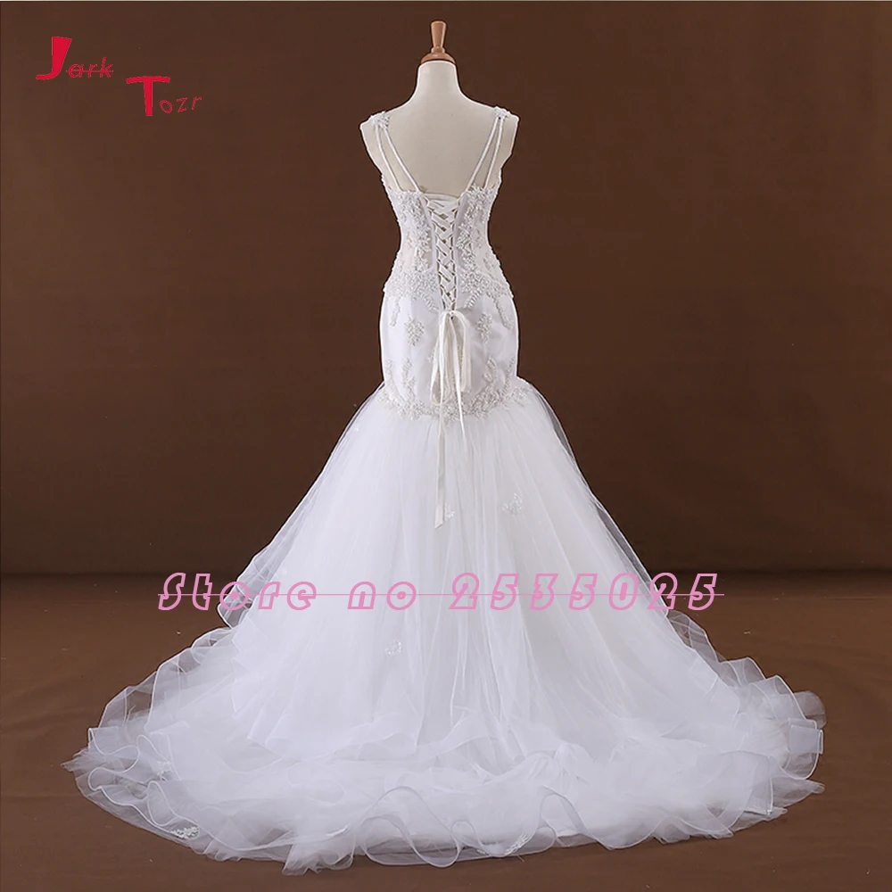 Jark Tozr Новое поступление Abito Da Sposa аппликации полный жемчуг складки Иллюзия