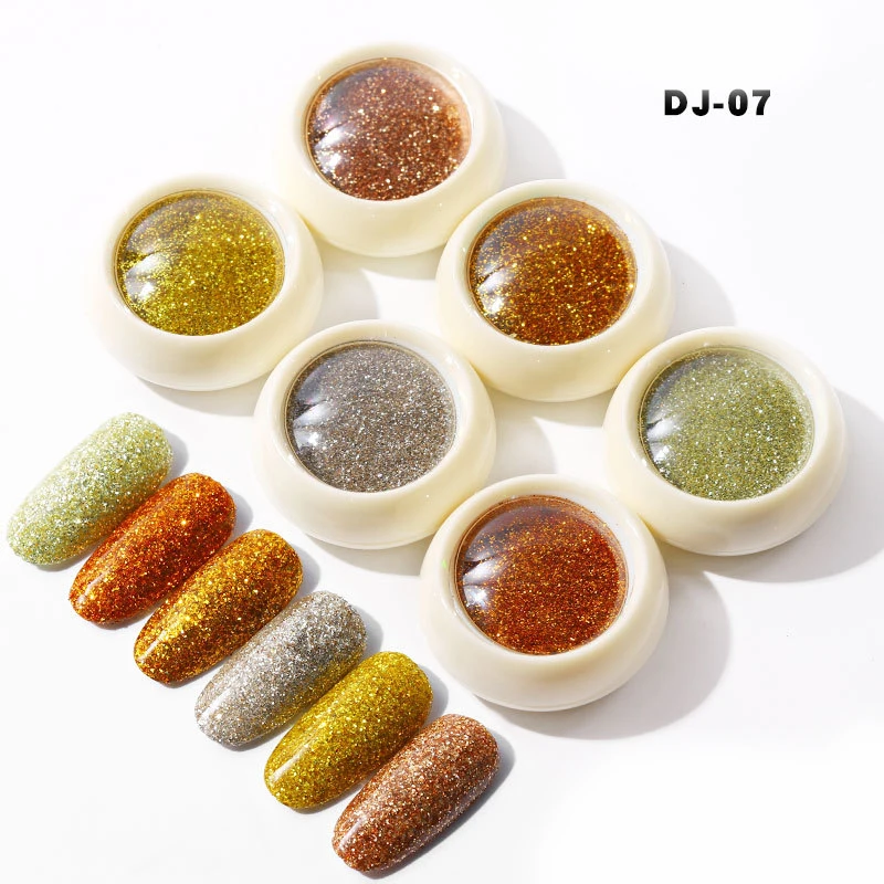 6 шт./компл./набор лазерные цветные блестки для ногтей смешанный размер пудра с