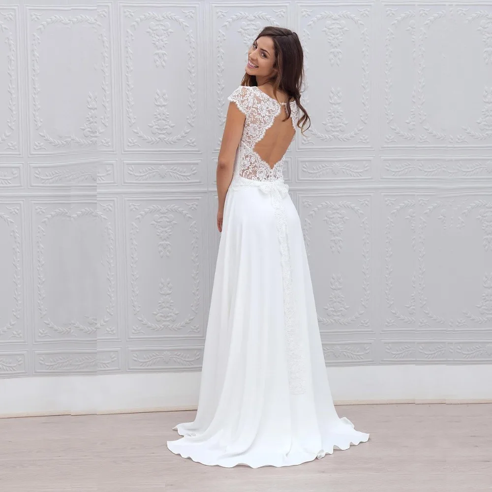 Пляжное свадебное платье с кружевной аппликацией свадебные платья глубоким