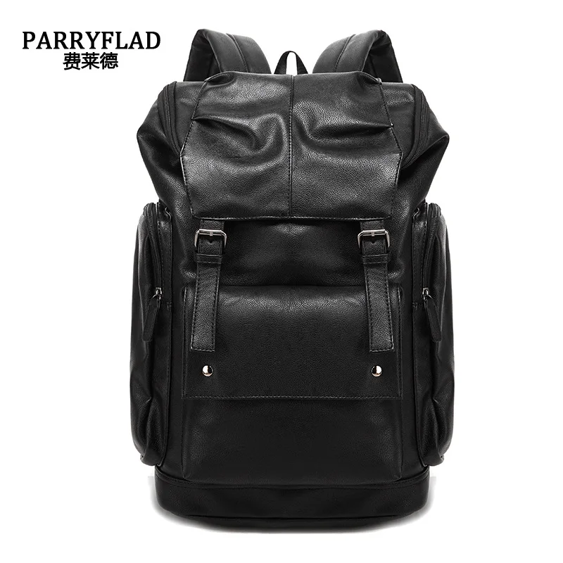 Мужской кожаный рюкзак от известного бренда черный большой дорожный для