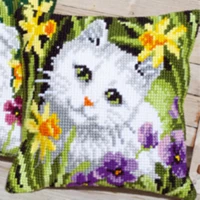TH Cat 01 DIY Набор для рукоделия Подушка с вышивкой из акриловой пряжи Гобелен Холст Подушка спереди вышивка крестом наволочка - Цвет: Шоколад