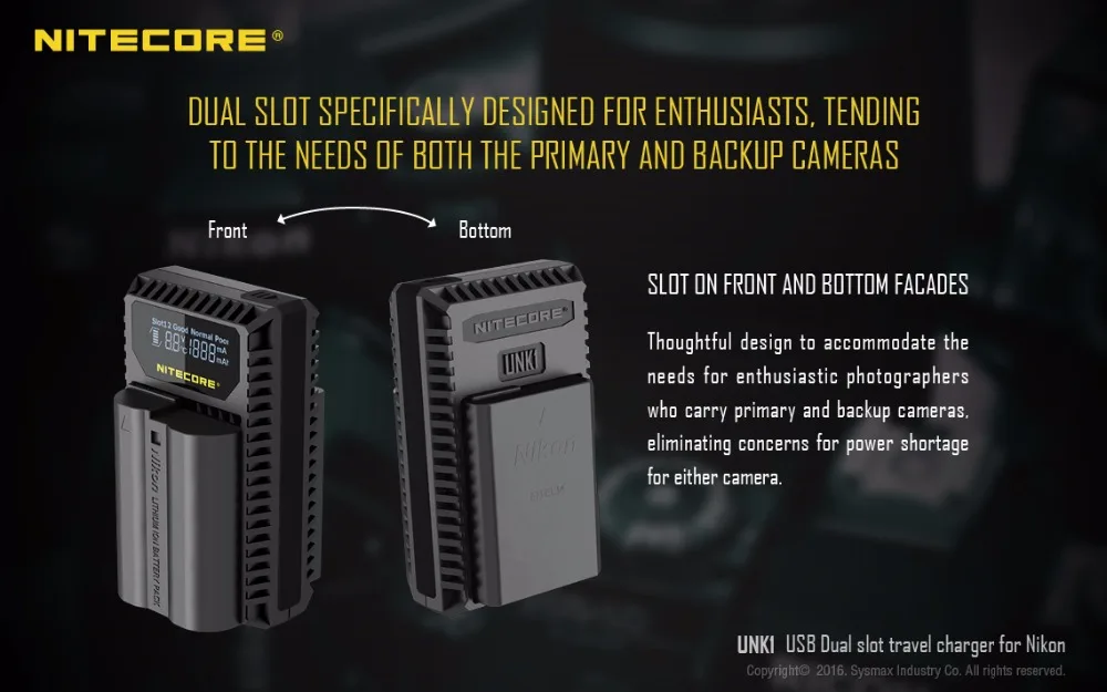 Nitecore путешествия Камера Зарядное устройство USN1 для sony NP-FW50.UNK1 для Nikon EN-EL14 EN-EL14a EN-EL15. UCN1 для Canon EOS LP-E6