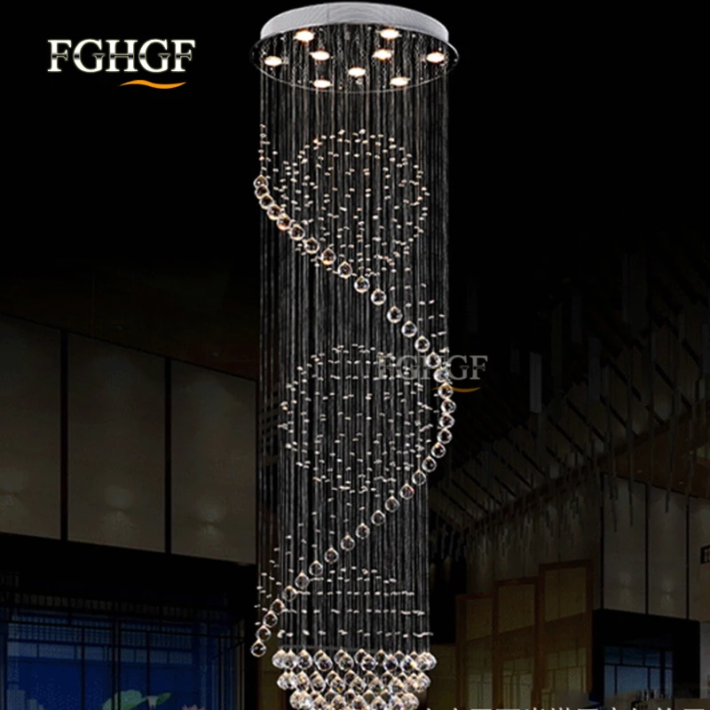 Современные Длинные спиральные гостиной хрустальные люстры освещение