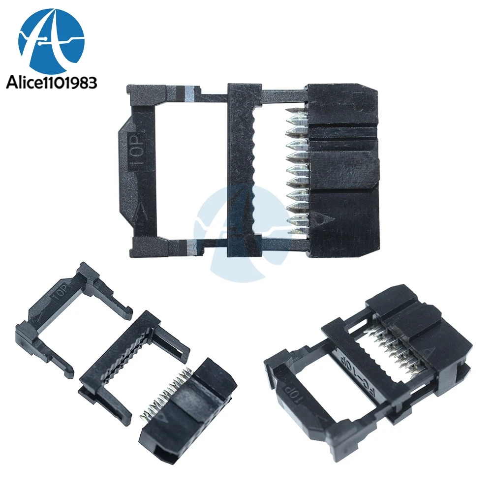 

10 шт. 2,54 мм Шаг 2x5 контактов 10 контактов IDC гнездовой разъем штыревой разъем Φ 10 контактный-10 двухрядный