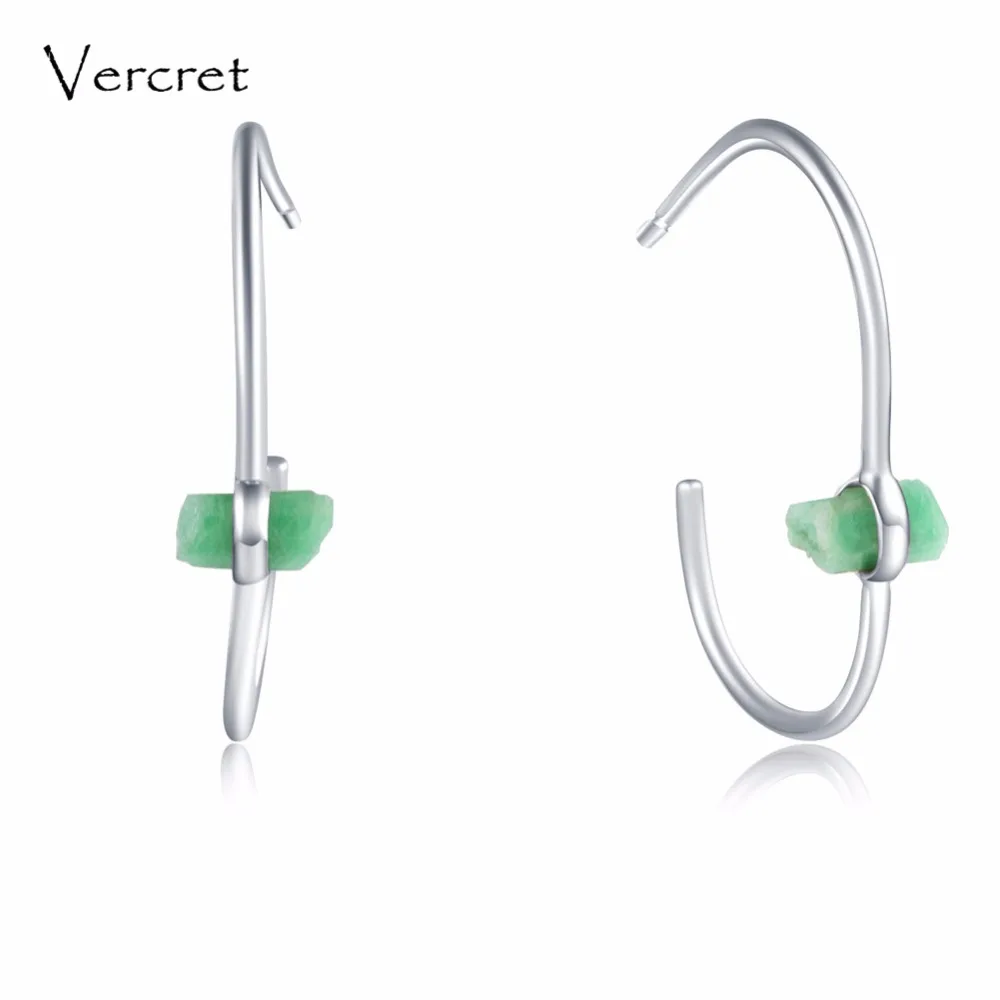 Серьги из серебра 925 пробы с необработанным камнем ювелирные изделия