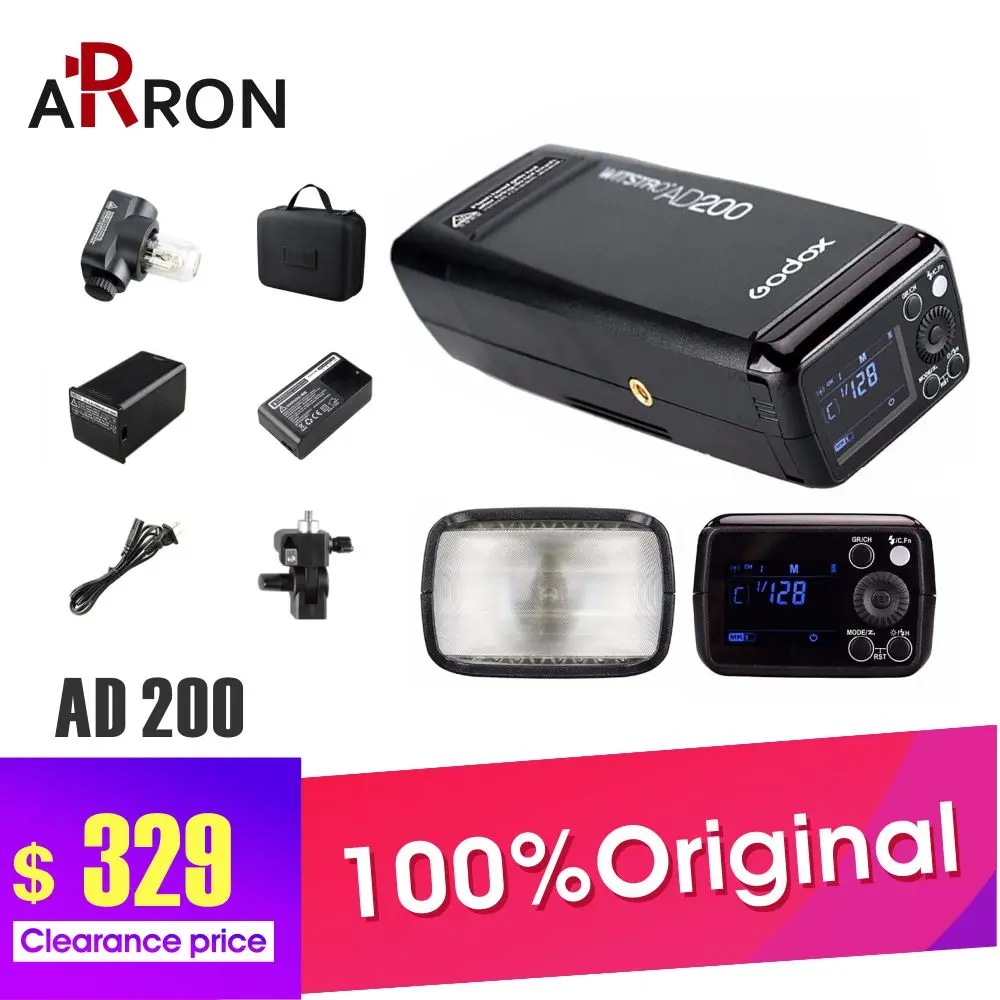 GODOX AD200 TTL 2 4G HSS 1/8000s карманная вспышка с двойной головкой 200Ws для Fujifilm NIKON Olympus SONY