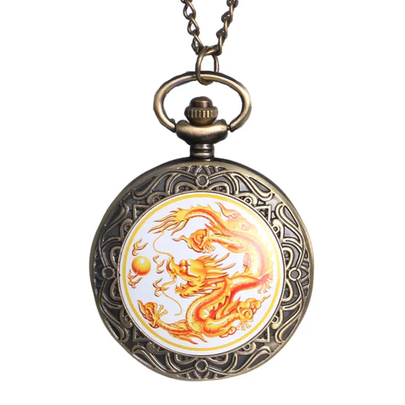 2017 модные карманные часы в китайском стиле с драконом подвеской бронзовое медное