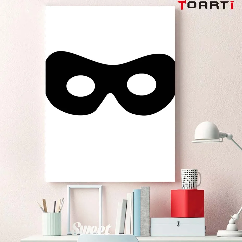 Robin the boy wonder symbol wall art painting superhero black and white canvas posters prints for kids room home decor | Дом и сад