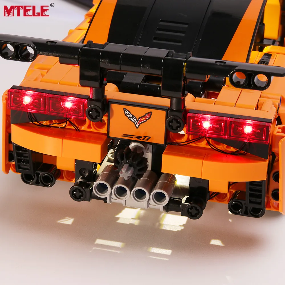 MTELE Brand LED Light Up Kit Toy For Technic Series Chevrolet Corvette ZR1 Lighting Set Compatile With 42093