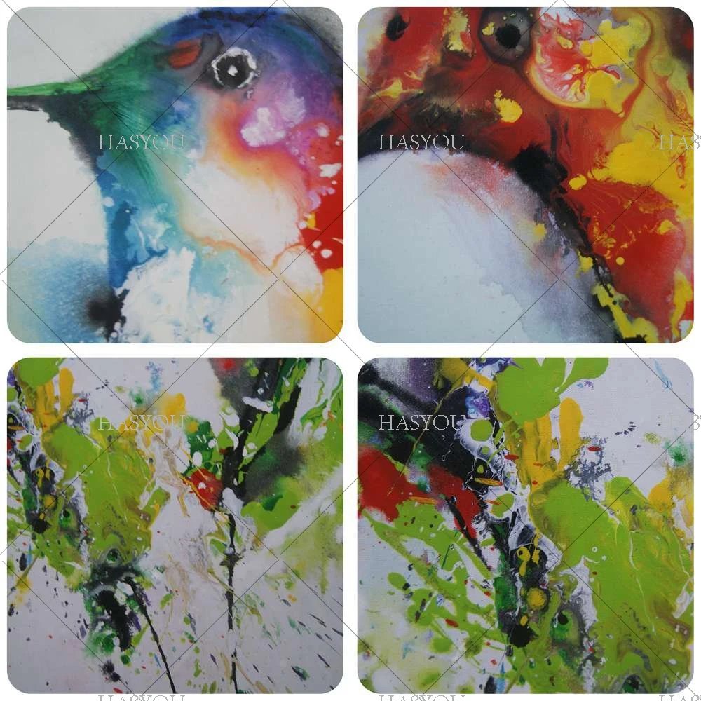 Черный фон цветы лилии и красочные животных 3 панели картины на холсте птицы