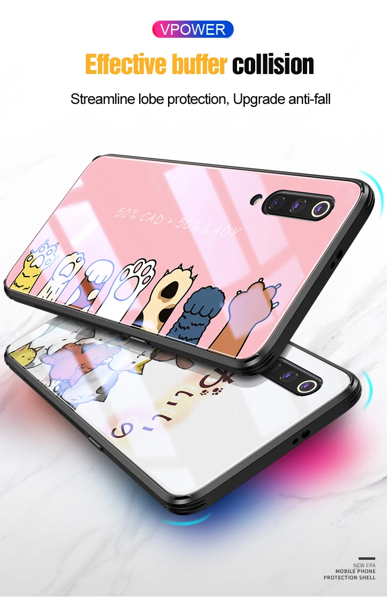 6D стеклянный чехол с узором для xiaomi mi 9 mi 9 se, роскошные животные, закаленное стекло для любви, силиконовая рамка, Жесткий Чехол для xiaomi mi 9 mi 9